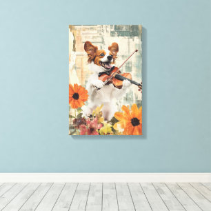 Cute Dog Playing a Violin Canvas Print