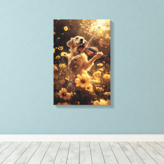 Cute Dog Playing a Violin Canvas Print