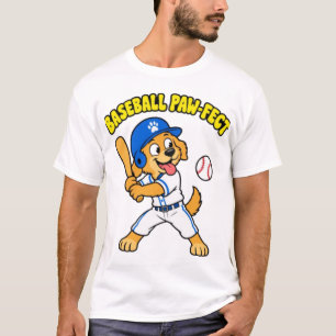 Cute Dog Playing Baseball Paw fect Funny Sports Pu T-Shirt