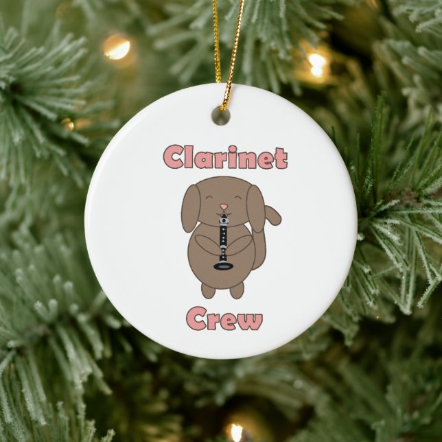 Cute Dog Playing Clarinet Music Ceramic Tree Decoration (Tree)