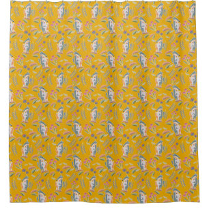 Cute Dog Podenco and Galgo Floral Mustard Shower Curtain