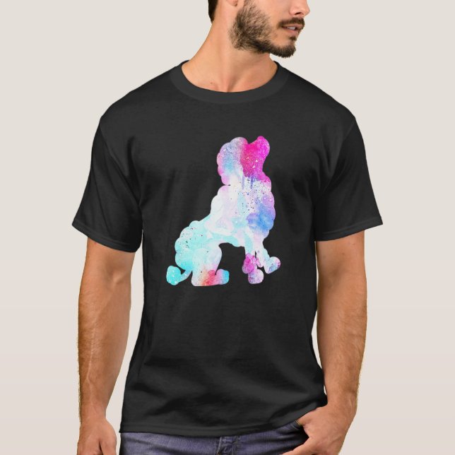 Cute Dog Poodle Colourful Spray Paint Style Art T-Shirt (Front)