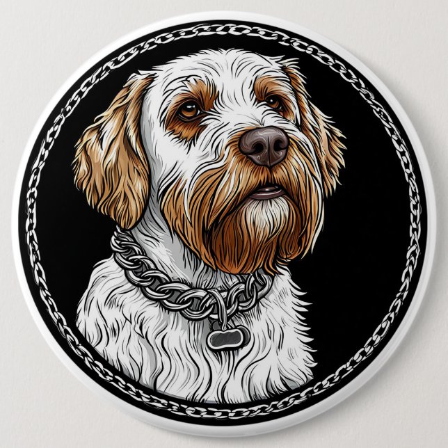Cute dog portrait 6 cm round badge (Front)