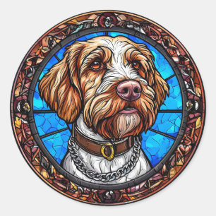 Cute dog portrait classic round sticker