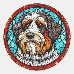 Cute dog portrait classic round sticker