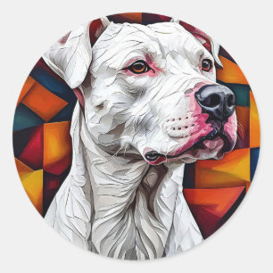 Cute dog portrait classic round sticker