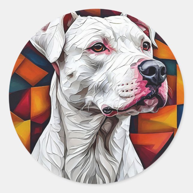 Cute dog portrait classic round sticker (Front)