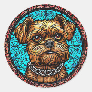 Cute dog portrait classic round sticker