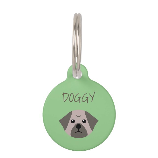 Cute Dog Pug Pet Tag (Back)