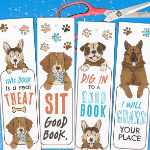 Cute Dog Pun DIY Bookmarks for Kids