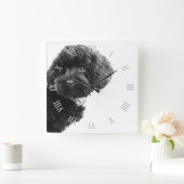© Cute Dog Puppy Black and White/Photography Square Wall Clock (Home)