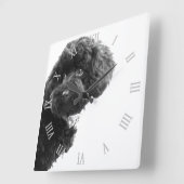 © Cute Dog Puppy Black and White/Photography Square Wall Clock (Angle)