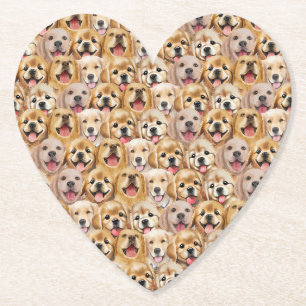 Cute Dog Puppy dogs paw pet Seamless Pattern Paper Coaster