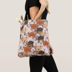 Cute Dog Puppy dogs paw pet Seamless Pattern Tote Bag