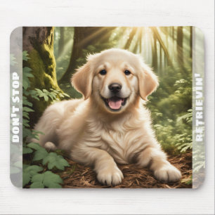 Cute Dog Puppy Golden Retriever Custom Name Mouse Mat