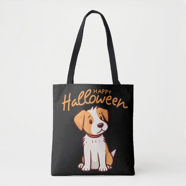 Cute Dog Puppy Happy Hallowen Tote Bag (Front)
