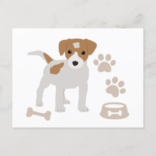 Cute Dog Puppy Paw Prints Pattern  Holiday Postcard
