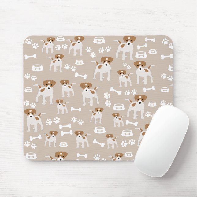 Cute Dog Puppy Paw Prints Pattern Mouse Mat (With Mouse)