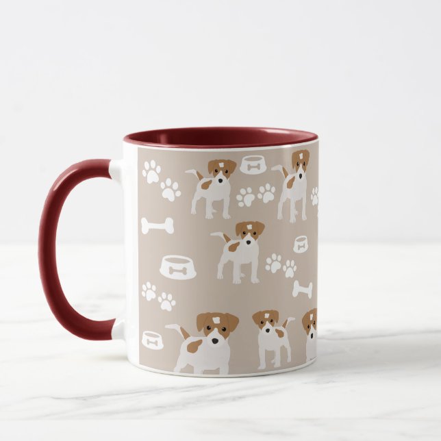 Cute Dog Puppy Paw Prints Pattern Mug (Left)