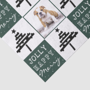 Cute Dog Puppy Pet Photo Green Christmas Tree Tissue Paper