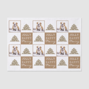 Cute Dog Puppy Pet Typography Christmas Tree Photo Tissue Paper