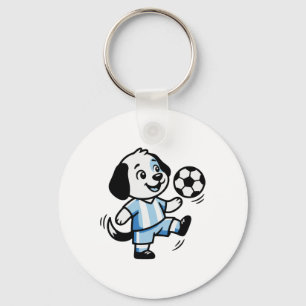 Cute Dog Puppy Playing Soccer Footll Dogs Puppies Key Ring