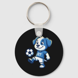 Cute Dog Puppy Playing Soccer Footll Dogs Puppies  Key Ring