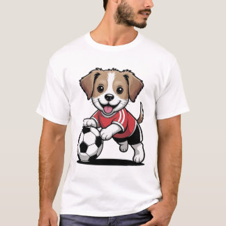 Cute Dog Puppy Playing Soccer Footll Dogs Puppies  T-Shirt