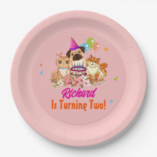 Cute Dog Puppy Themed Kid's Birthday Party Paper Plate