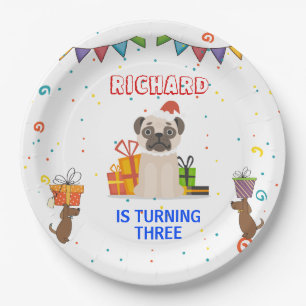 Cute Dog Puppy Themed Kid's Birthday Party Paper Plate