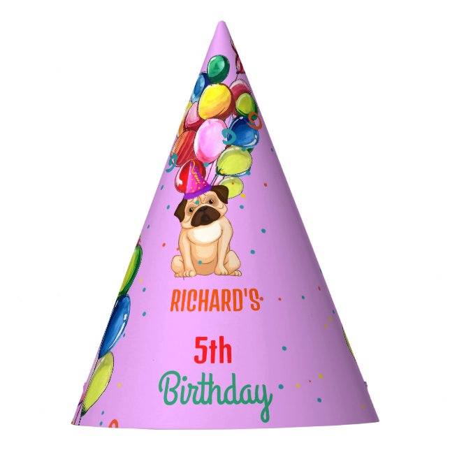 Cute Dog Puppy Themed Kid's Birthday Party Party Hat (Front)