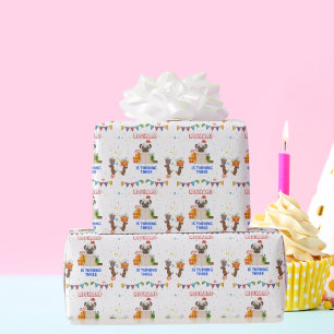 Cute Dog Puppy Themed Kid's Birthday Party Wrapping Paper
