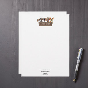 Cute Dog Puppy Walker Groomer Grey Professional Custom Letterhead