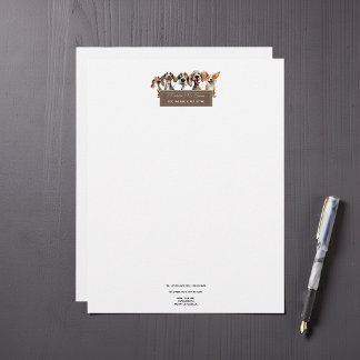 Cute Dog Puppy Walker Groomer Grey Professional Custom Letterhead
