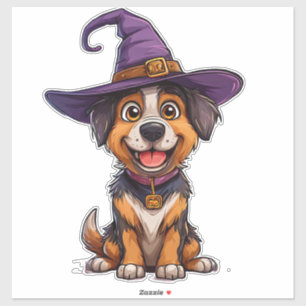 Cute Dog Purple Wizard Hat Halloween Gift