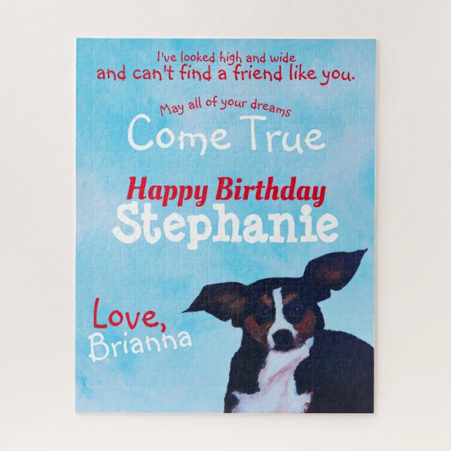 Cute Dog Puzzle Birthday Card (Vertical)