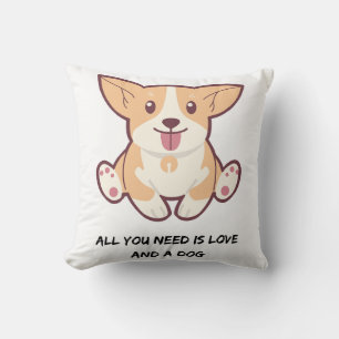 Cute Dog Quote White Throw Pillow 16×16