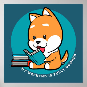 Cute Dog Reading Book Funny Quote Poster