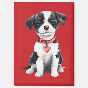 Cute Dog Red Heart Love Magnet