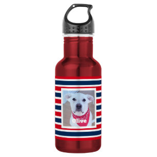 Cute Dog Red White Blue Stripes Patriotic Photo 532 Ml Water Bottle