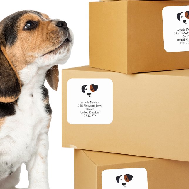 Cute Dog Return Address Square Sticker (Creator Uploaded)