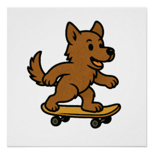 Cute Dog riding Skateboard Poster