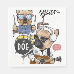 Cute Dog Rock Band Playing Guitar Essential T-Shir Napkin