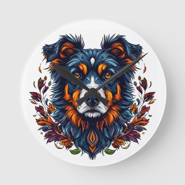 Cute Dog Round Clock (Front)