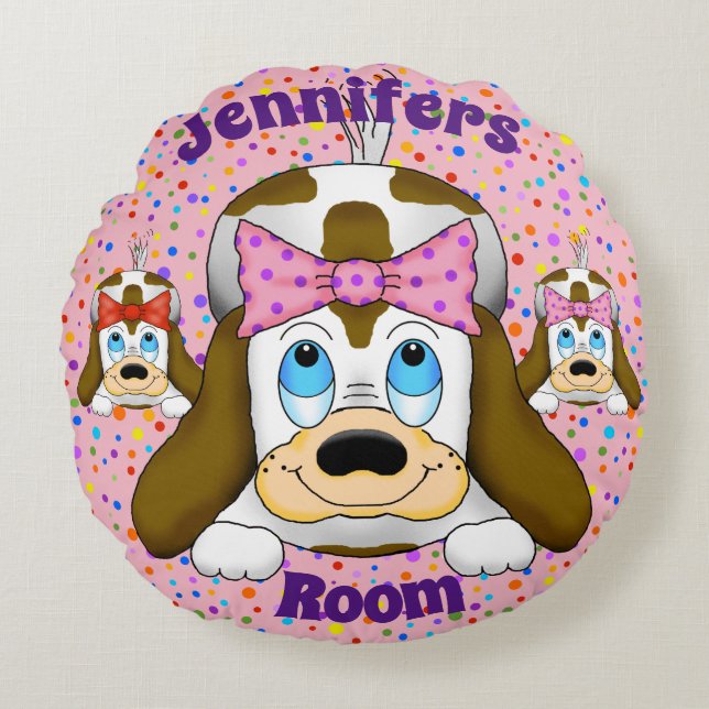 Cute Dog Round Pillow (Front)