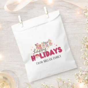 Cute dog’s family or business Flat Holiday Card Favour Bags