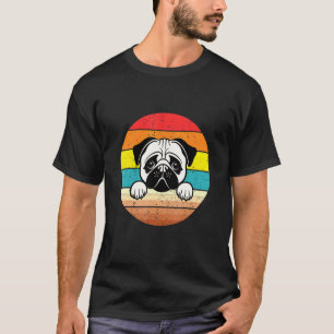 Cute Dog Sad Face Pug Peeking Dogs Vintage The Pug T-Shirt