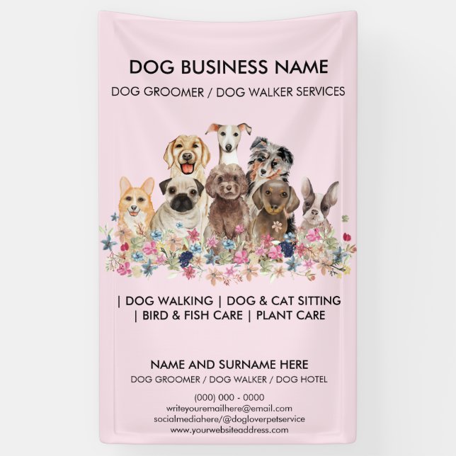 Cute Dog Saloon Banner (Vertical)