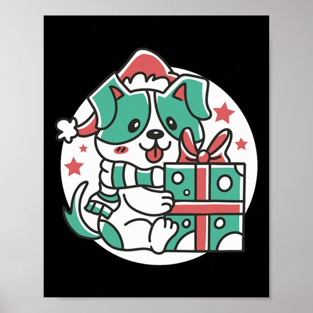 Cute Dog Santa Hat - Funny Christmas  Poster (Front)