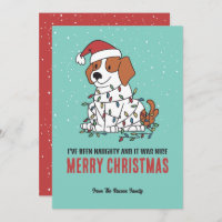 Cute Dog Santa Naughty and Nice Merry Christmas